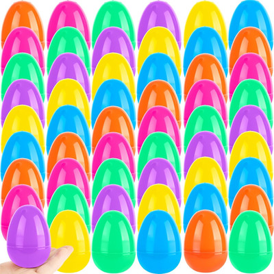 54 Pack 3.15 Inch Fillable Easter Eggs Colorful Bright Plastic Large Empty Egg B