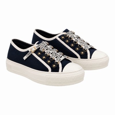 Christian Dior Walk'n'Dior Canvas Sneakers Black White Women Size 37