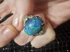 ESTATE MUSEUM ART DECO BLACK AUSTRALIAN OPAL PLATINUM DIAMOND RING CABUCHON $10M — photo 1