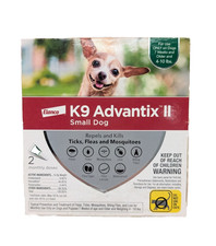 K9 Advantix II Flea Tick Mosquito Topical Treatment Small Dog 4-10lb - 2 Doses