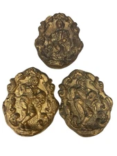 Lot of 3 Cache Hold Backs Tiebacks Curtains 19th figural gold tone French