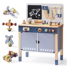 Kids Tool Bench, Wooden Tool Workbench for Toddler, Tool Bench with Play Tools S