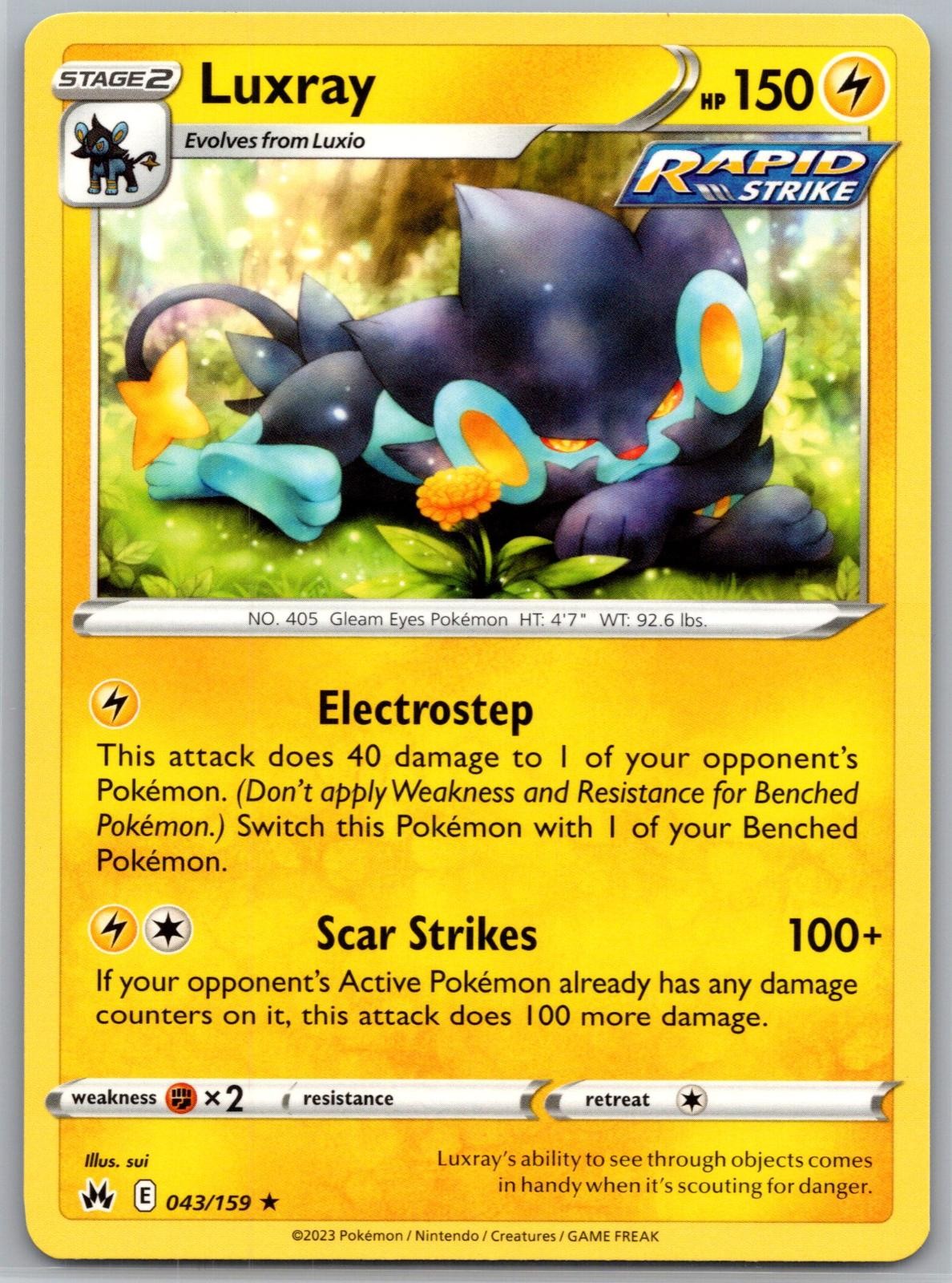 Luxray 043/159 Rare Crown Zenith Pokemon Near Mint