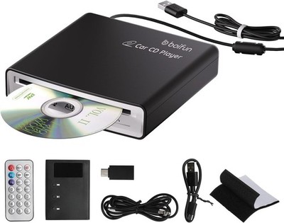 BOIFUN Portable CD Player for Car, External, USB Plug & Play, AUX Decoder