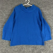 Rafaella Sweater Womens Large Blue Angora Lambswool Blend Cowl Neck Pullover