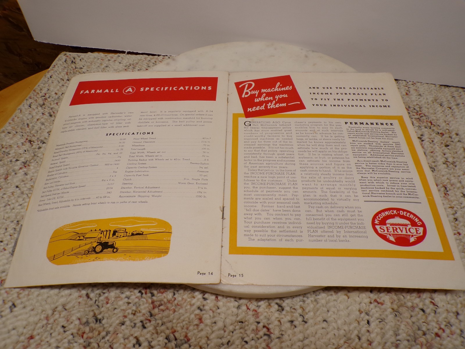 McCormick-Deering Farmall A One-Row Tractor W/Culti-Vision IH Booklet A-433-CC