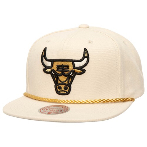 Sombrero Mitchell & Ness Crema Chicago Bulls Dorado Snapback Para Hombre