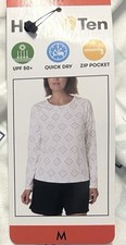Hang Ten Women's Long Sleeve Rash Guard Shirt UPF 50 Sun Tee White Size Medium