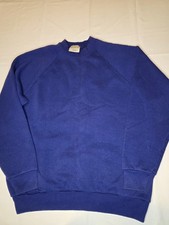 Men’s Vintage Navy L Crewneck Sweatshirt Blank Fruit Of The Loom Made In USA