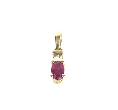 Rubin Diamant Sterlingsilber Gold Platte zierlich minimalistisch Anhänger gebraucht 15 mm