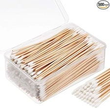 Norme 500 Pieces Cleaning Swabs, Pointed/Round Tip with Wooden Handle Cleanin...