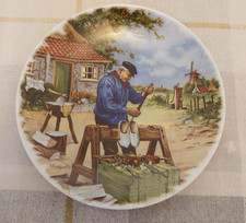 Vintage Holland Delft Blauw Teller Clog Maker bunt Deko Hängeteller