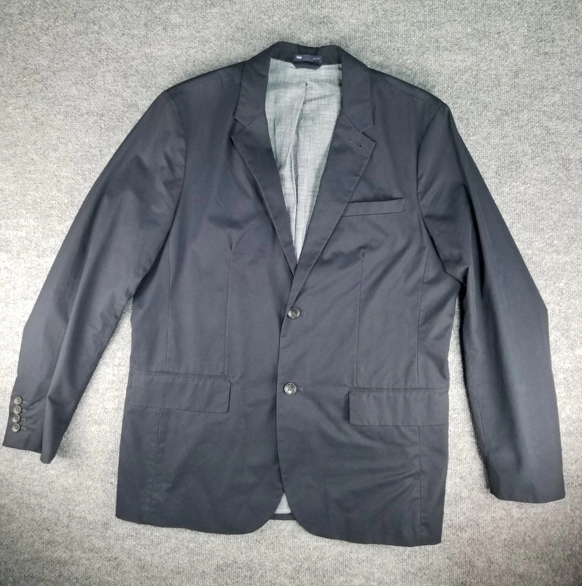 GAP Men's Sport Coat Blazer Jacket Two Button Navy Blue Cotton LARGE L 44 46