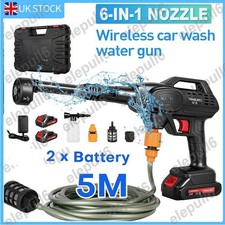 Portable Cordless Car High Pressure Washer 21V Jet Water Wash Cleaner 2 Battery