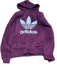 Adidas Women  s Size Small Burgundy Hooded Sweatshirt Center Logo Hoodie Pocket