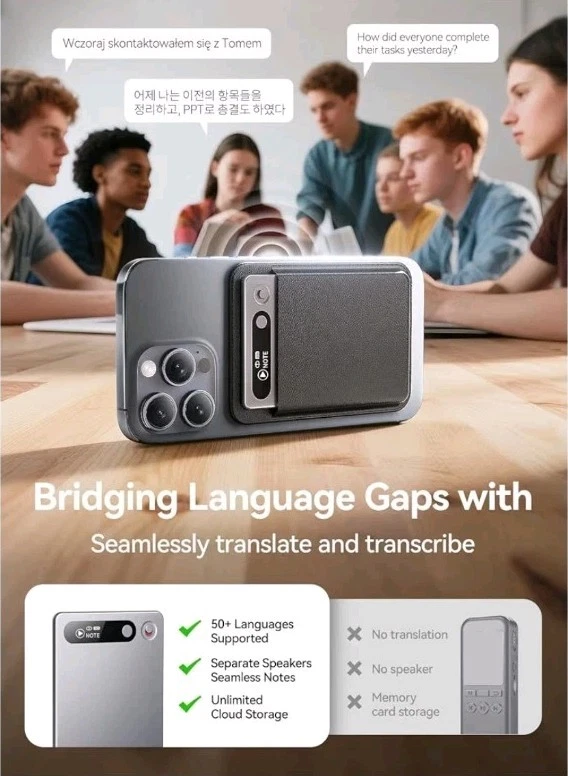 AI Voice Recorder 64GB Digital Recorder w/ Transcription & App Control - Image 3 of 4