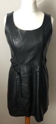 BETTY BARCLAY - weiches ECHTLEDER Kleid SCHWARZ Größe 12