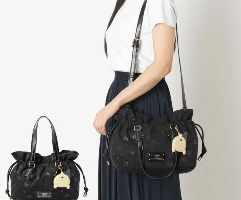 Bolso de Mano ANNA SUI Pompompurin Sanrio Cordón Negro para Mujer