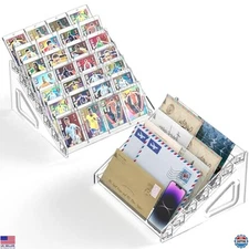 2-Pack 12" Clear Acrylic 7-Tier Display Stand for PSA Baseball & Business Cards