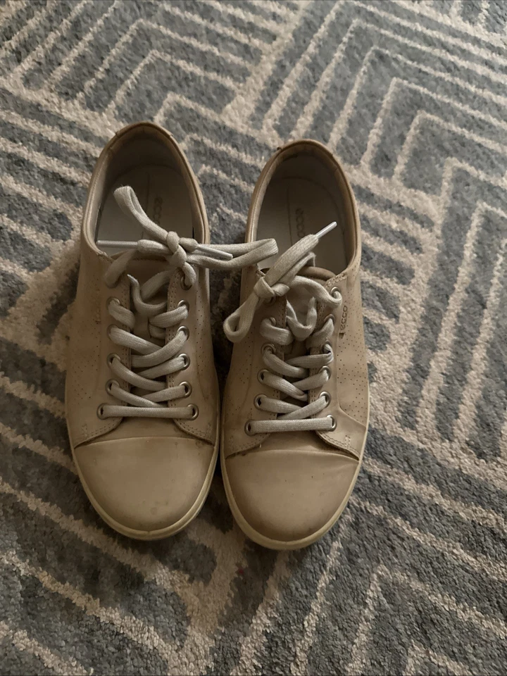 Ecco Soft 7 Bajo Mujer Talla 8 Marrón Caminar Cuero Zapatos con Cordones Tenis Foto 2 de 4