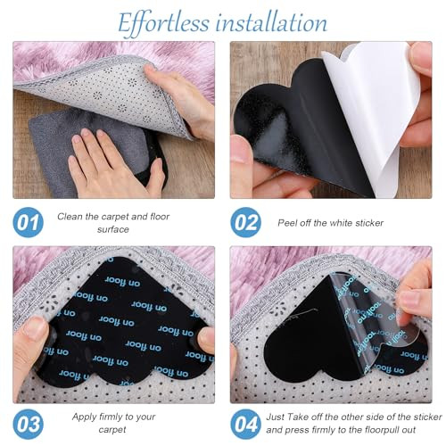 10 Pcs Rug Pad Gripper Non-Slip Rug Tape Grip Carpet Corner Reusable Rug Tape - Picture 5 of 6