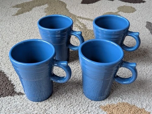 (Set of 4) Retired Lapis Blue Latte / Coffee Mugs : Fiestaware Homer Laughlin