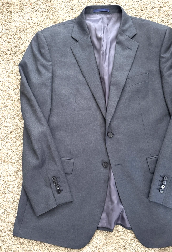 Casaco masculino Charles Tyrwhitt terno 44L longo slim fit super 110's lã cinza - Imagem 2 de 4