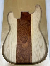 Ash+Bubinga Guitar Body Blank 21x 14x 2- 3 Pcs Glued Luthierwood- Free Shipping