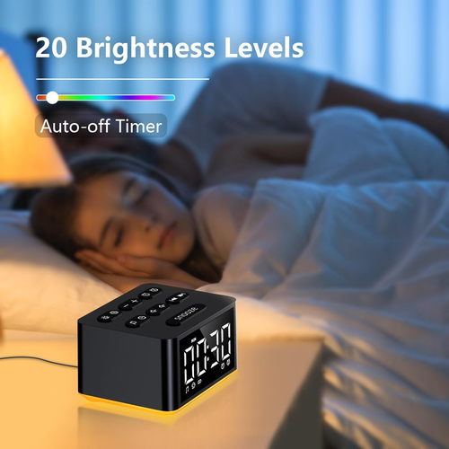 Small Sunrise Digital Alarm Clock Desk Bedroom Bedside Clocks with 2 Alarm Set - Picture 4 of 12