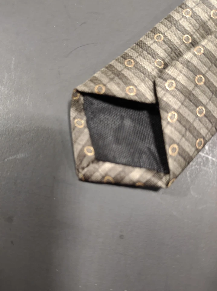 Zylos 金色丝绸领带绿色带水平条纹和口号条纹 — 第 4/4 张图片