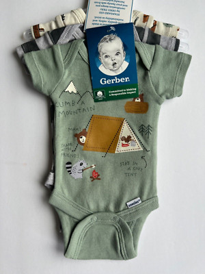 Gerber Baby Boy 3 Pack Bears Bodysuit Size Preemie BNT Short Sleeve