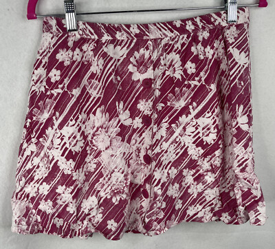So Juniors Faux Button Front short skirt Size L Floral Pink And White