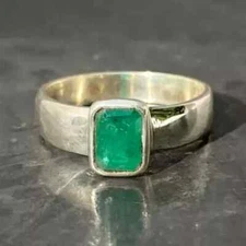 Beautiful Green Gemstone Ring 925 Sterling Silver Handmade Ring All Size  R36