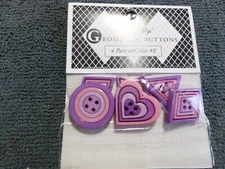 Set of 6 Dress it Up Geometric Plastic Buttons 4 Part 2/Color Purple Pink