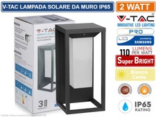 V-TAC VT-77 LAMPADA LED DA MURO 2W CON PANNELLO SOLARE E CHIP SAMSUNG SKU 784