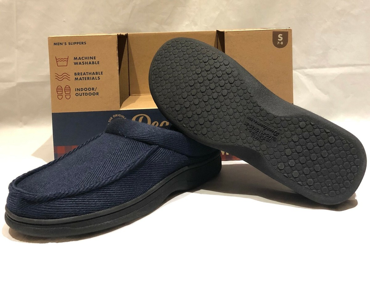 18個セット Dearfoams Mens Woven Clog Slipper Memory Foam Blue Size Small 7-8