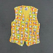 Vintage Iceberg Jeans Vest Womens Size 44 Snoopy Yellow Cartoon Mom Casual