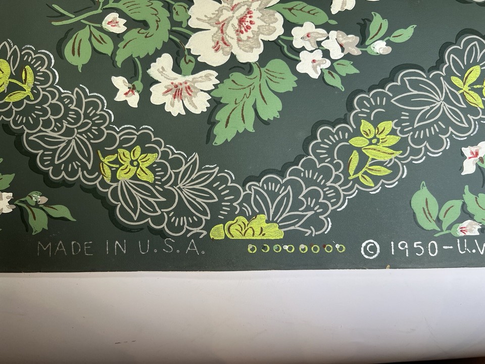 Antique Vintage Flower Floral Regal Wallpaper Roll USA MADE UNION MADE