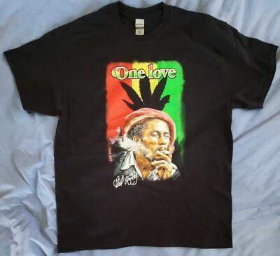 BOB MARLEY Double Sided Short Sleeve Graphic T-SHIRT - Black - Size XL