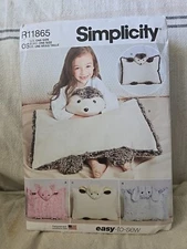 Simplicity R11865 OS Easy To Sew Plush Animal Pillow Cases
