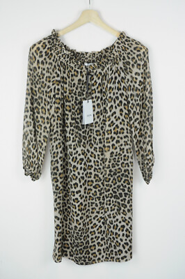 ZAPA Dress Womens UK 10 Silk Mix Lined Leopard Mini