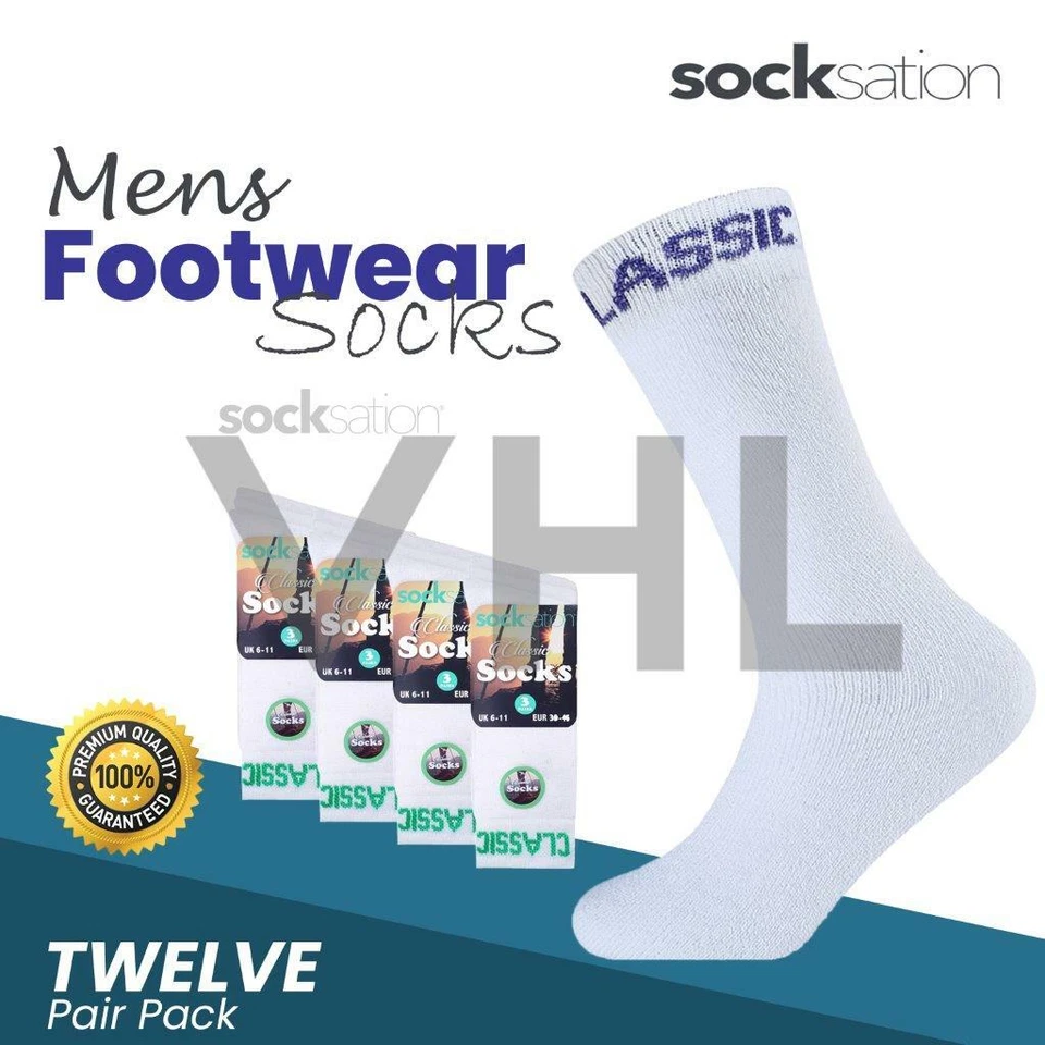 Men's Soft Classic Thick Breathable Trainer Rich Cotton Socks 12 Pairs Size 6-11