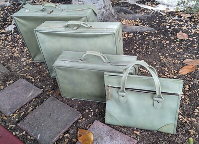 Hartman luggage ガーメントバッグ カーキ レザー❷ ビンテージ VinTagE HARTMANN Green Leather Locking 4-Piece Luggage Set | eBay