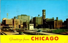 Greetings from Chicago Congress Street Express Grand Central Station Posted 1958