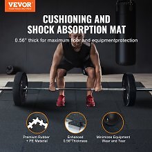 VEVOR 0.56" Thick Gym Floor Mats 12 Tiles Rubber Top with EVA Foam Black & Blue - Picture 2 of 7