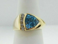 2Ct Trillion Lab-Created Blue Topaz 14K Yellow Gold Plated Engagement Ring Women