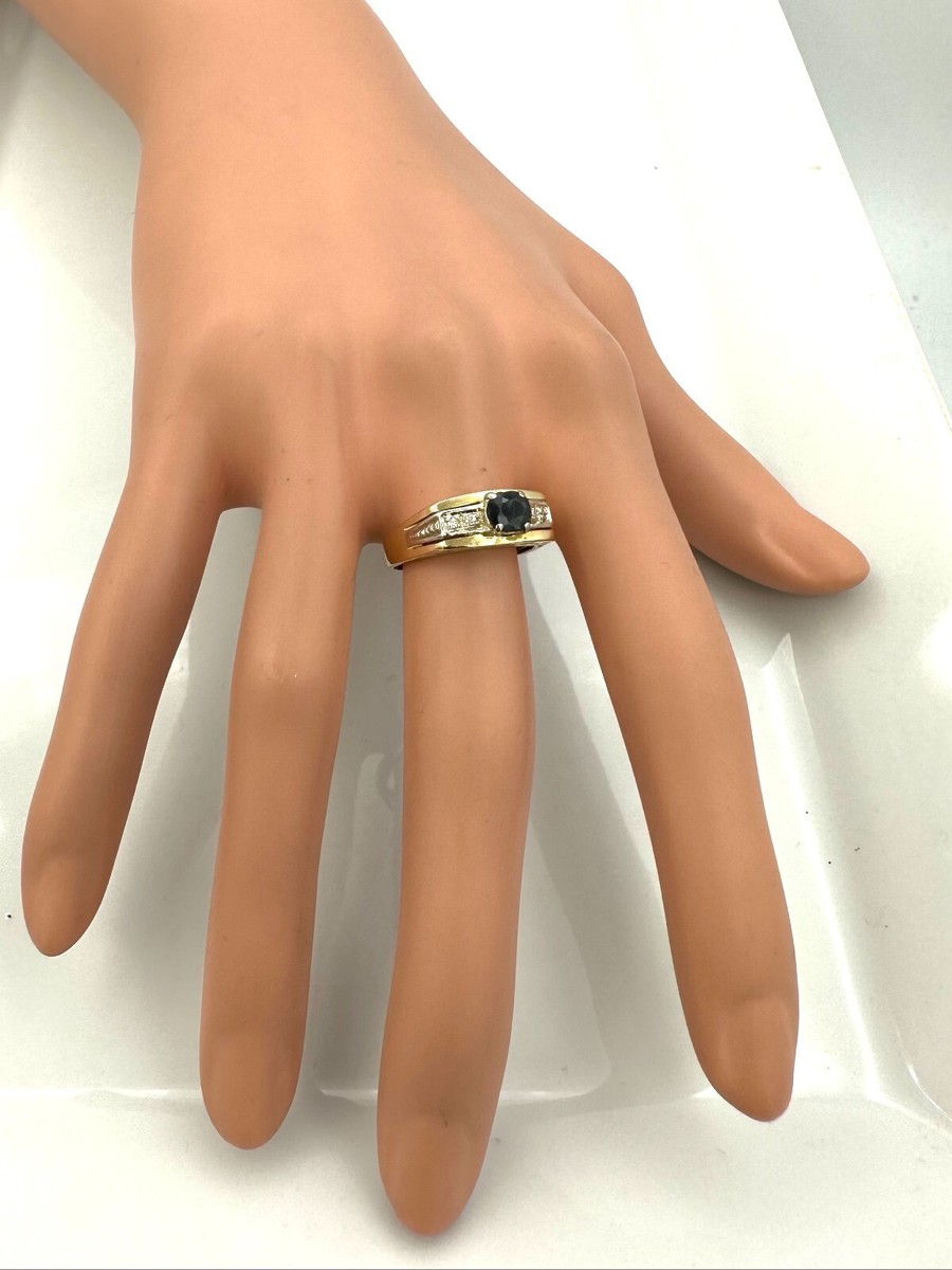 Bague Or 18 Carats Avec Saphir Et Diamants - Taille 54 - Style Marquise - Occasion