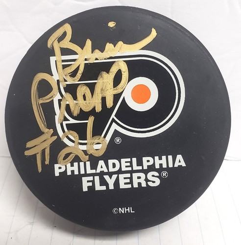 Brian Propp signierter Hockeypuck (Philadelphia Flyer) Display Cube AW COA