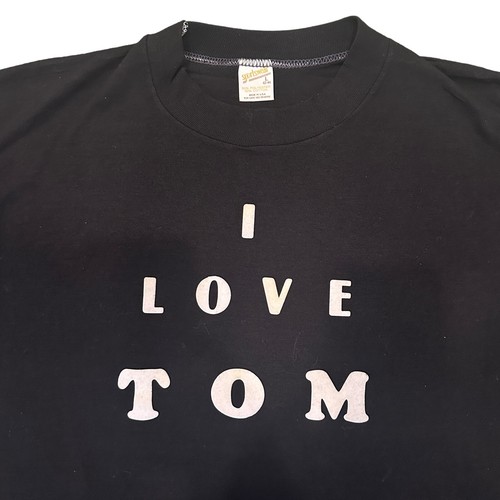 Vintage I Love TOM JONES Felt Letter Black T-Shirt Single Stitch Made in USA L - Picture 3 of 6