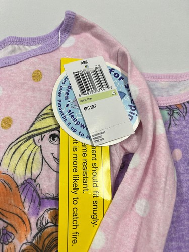 Disney Princess Set of 2 Pajamas Size 4 Pink Purple - Picture 3 of 5